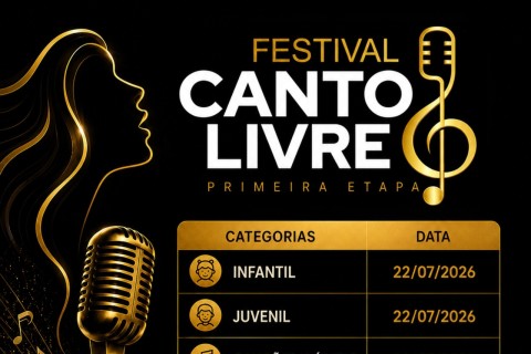 Etapa classificatória do Canto Livre acontece de 22 a 24 de julho na Casa da Cultura