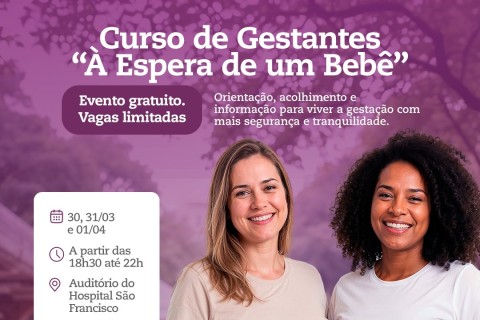 Hospital São Francisco abre inscrições para nova edição gratuita do Curso de Gestantes