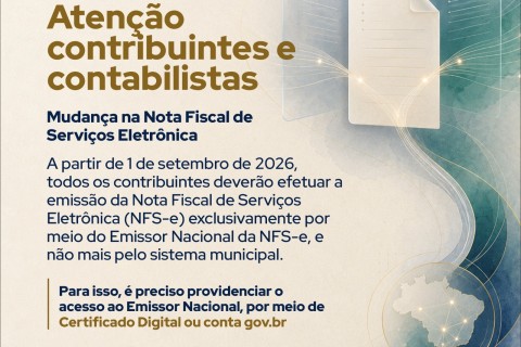 Mudança na emissão da Nota Fiscal de Serviços Eletrônica a partir de Setembro